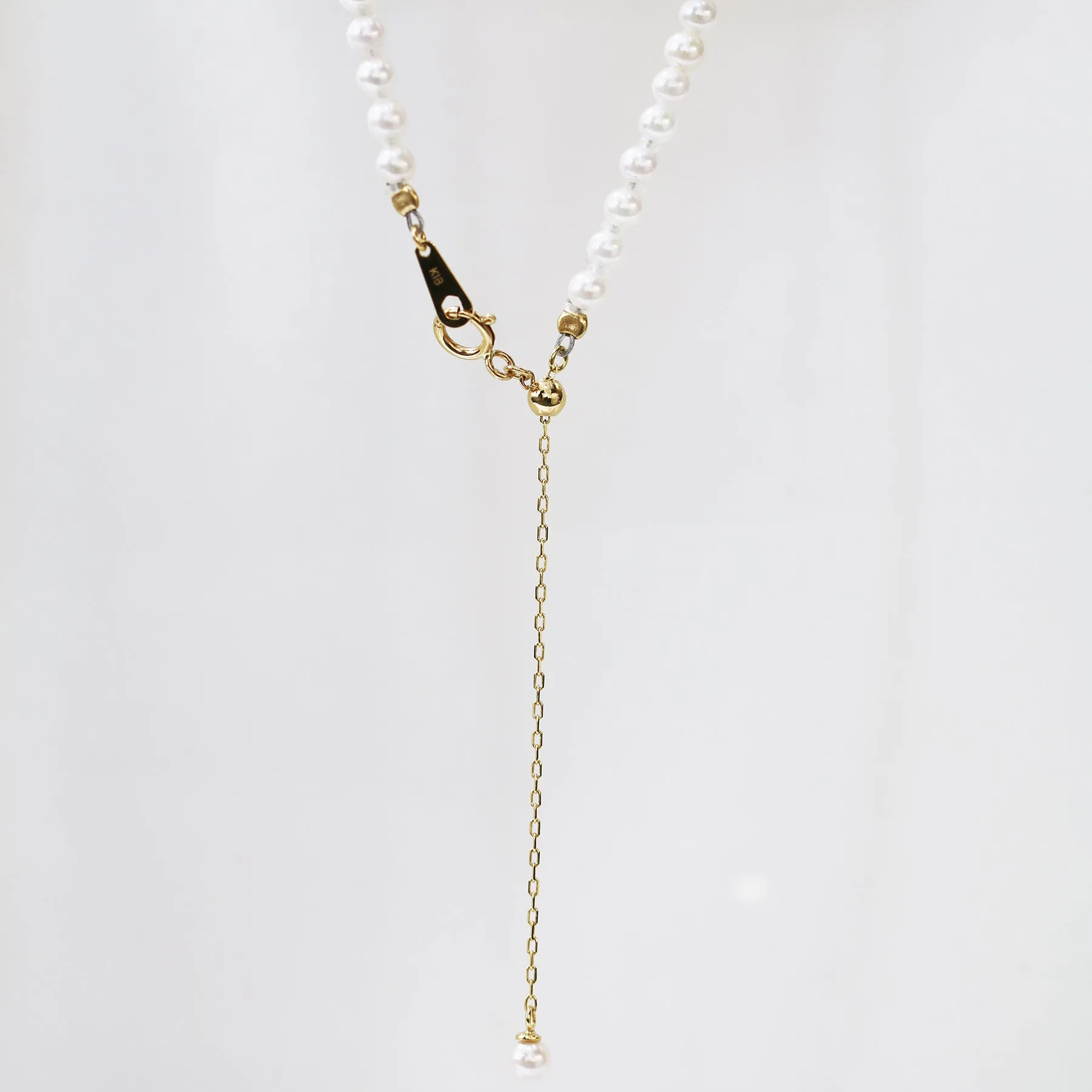 18k Yellow Gold Baby Akoya Pearl Necklace (Adjustable)