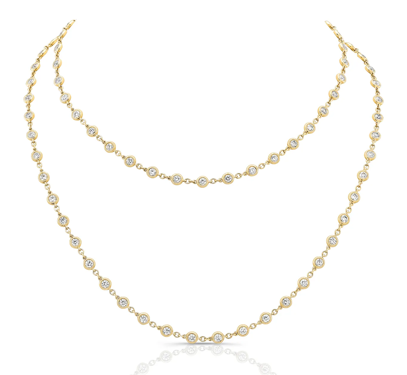 18KY Bezel Set Diamond Necklace