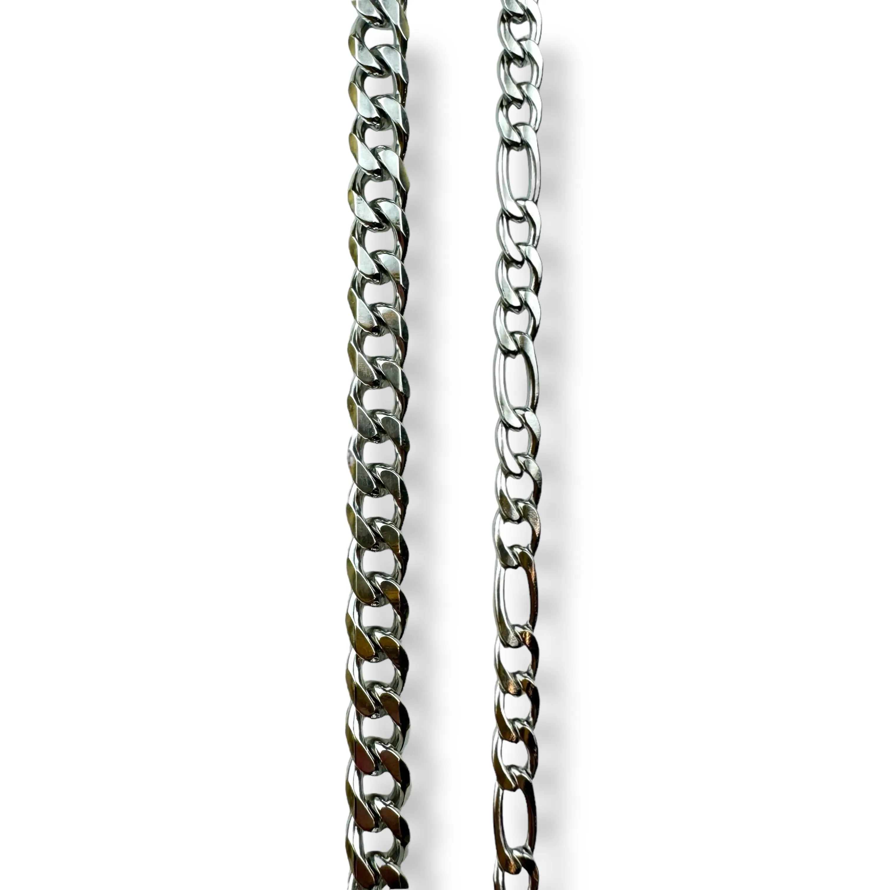 2 Layering Necklace Chains (Cuban Link   Figaro)