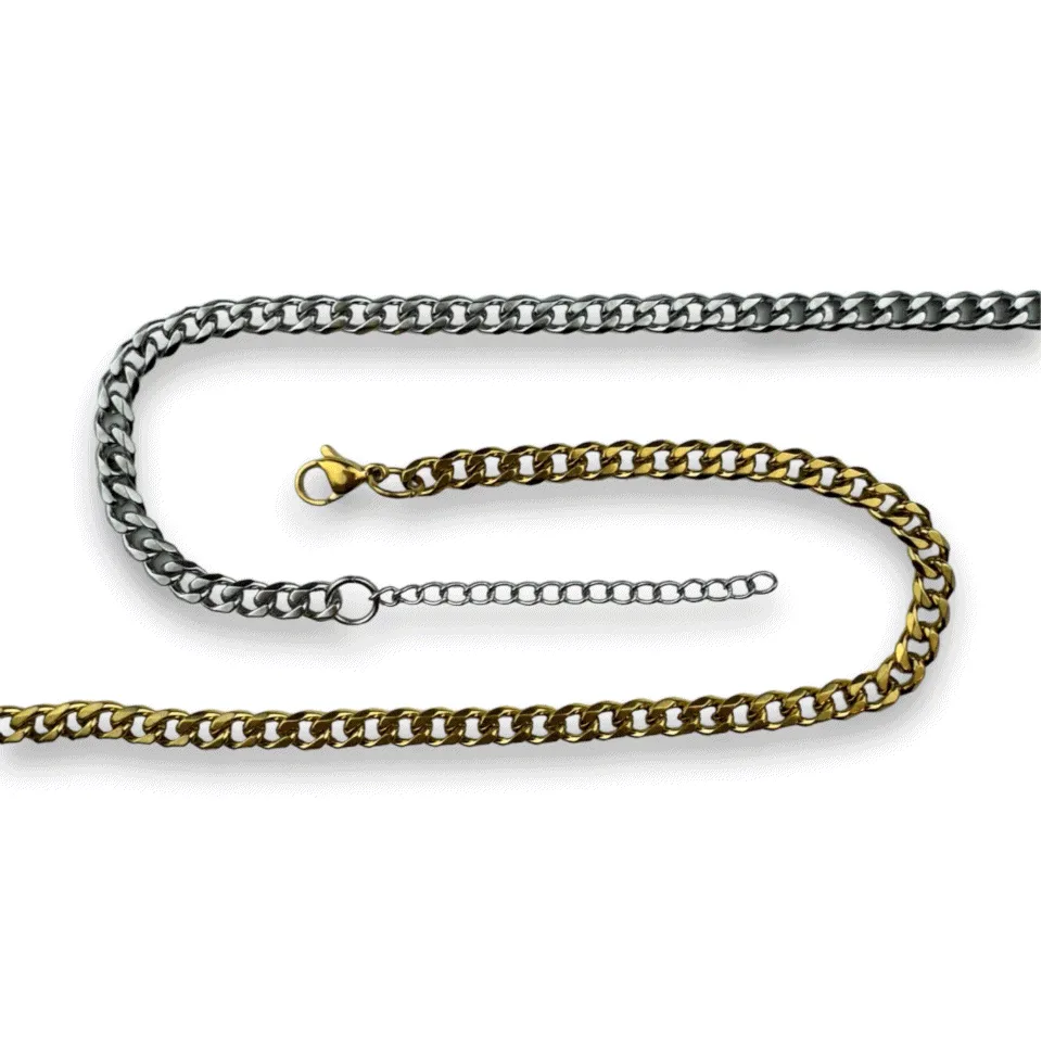 2 Layering Necklace Chains (Cuban Link   Figaro)