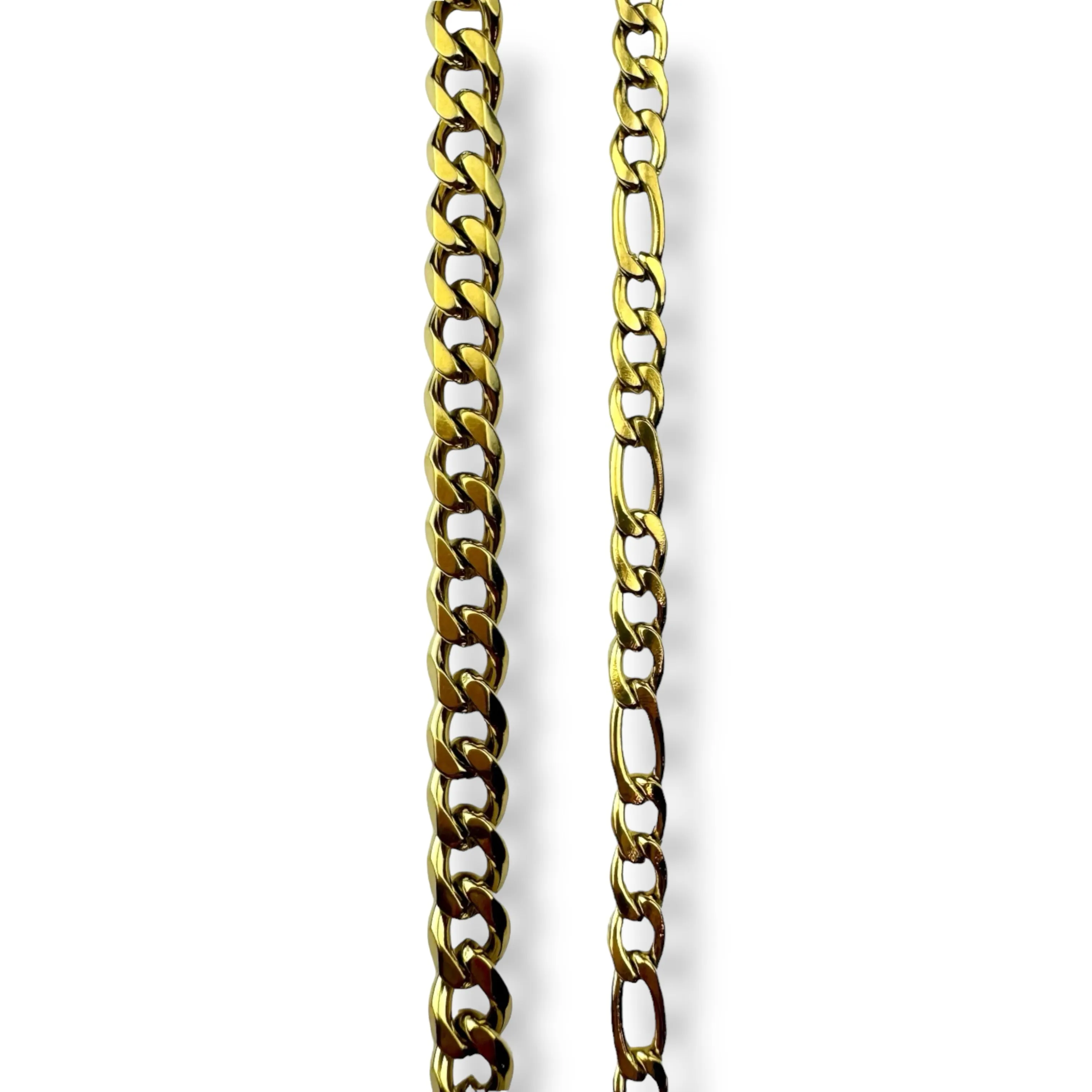 2 Layering Necklace Chains (Cuban Link   Figaro)