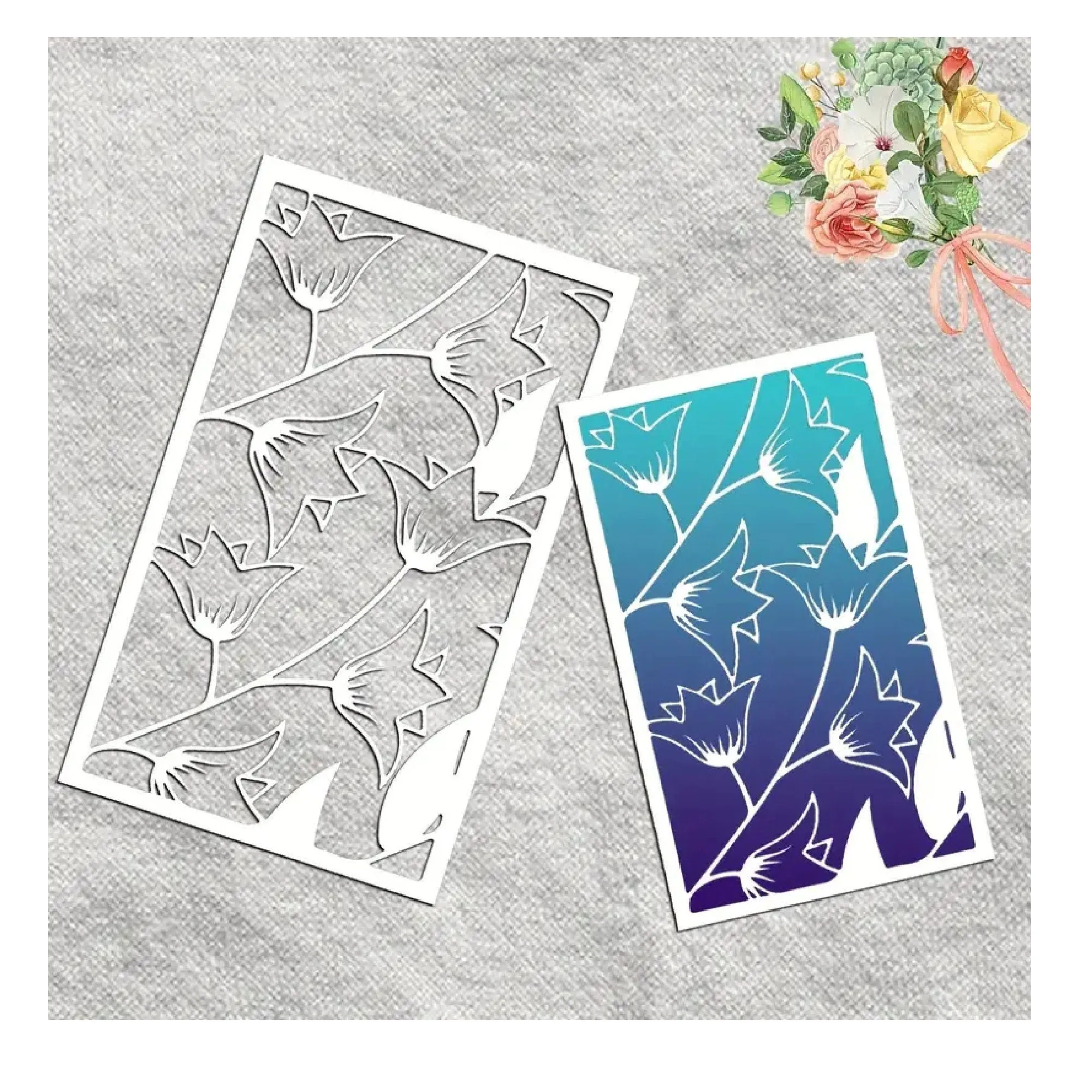 4.8X8in1pc Flowers DIY Layering Stencils Painting Scrapbooking