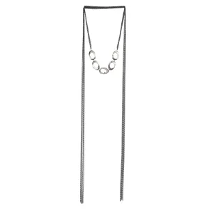 5 Oval Wrap with Diamond Necklace in Silver