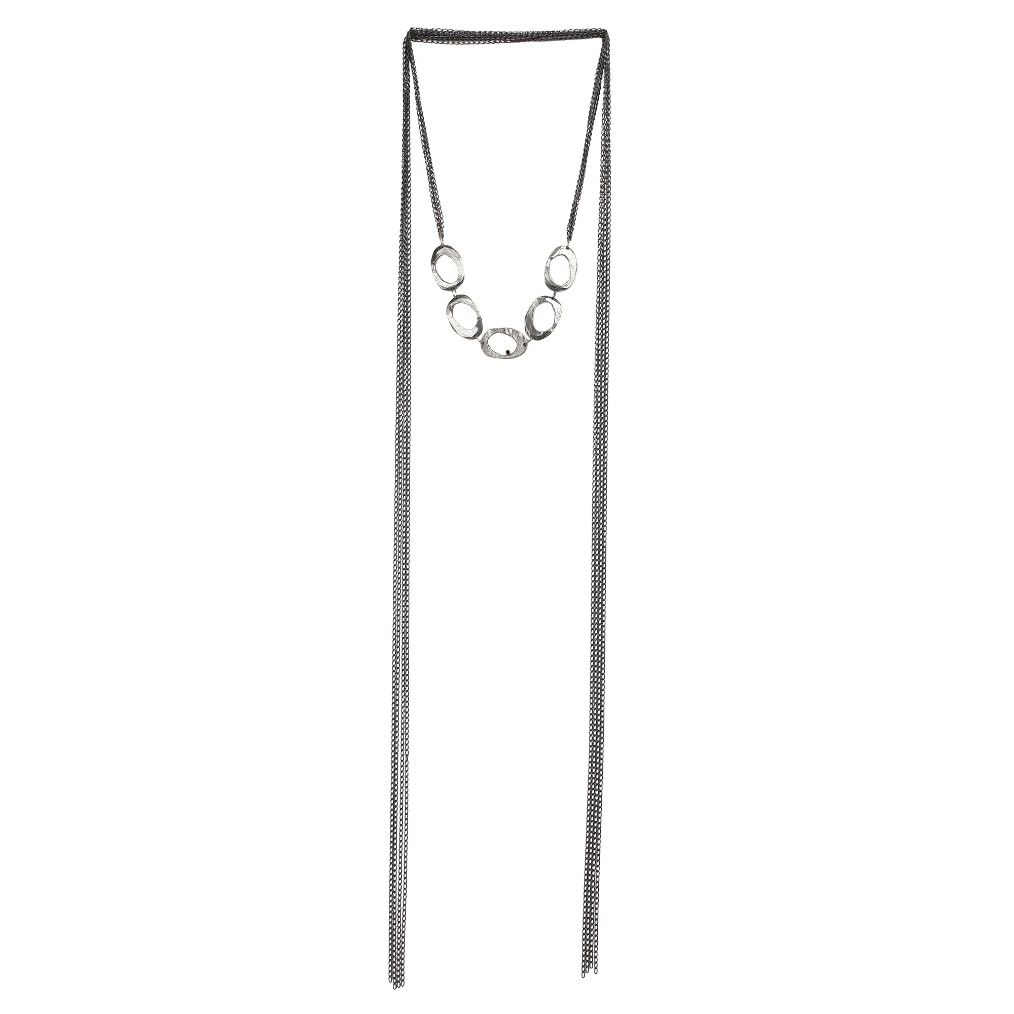 5 Oval Wrap with Diamond Necklace in Silver