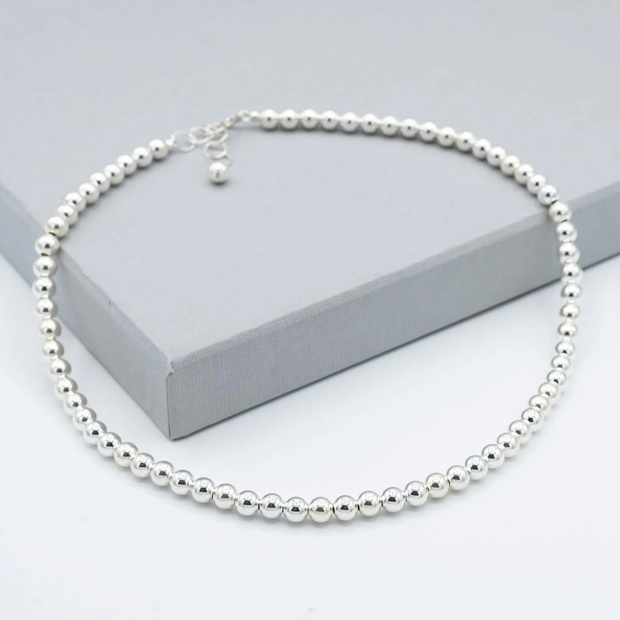 6mm Sterling Silver & 14k Gold Filled Beaded Necklace Layering Set