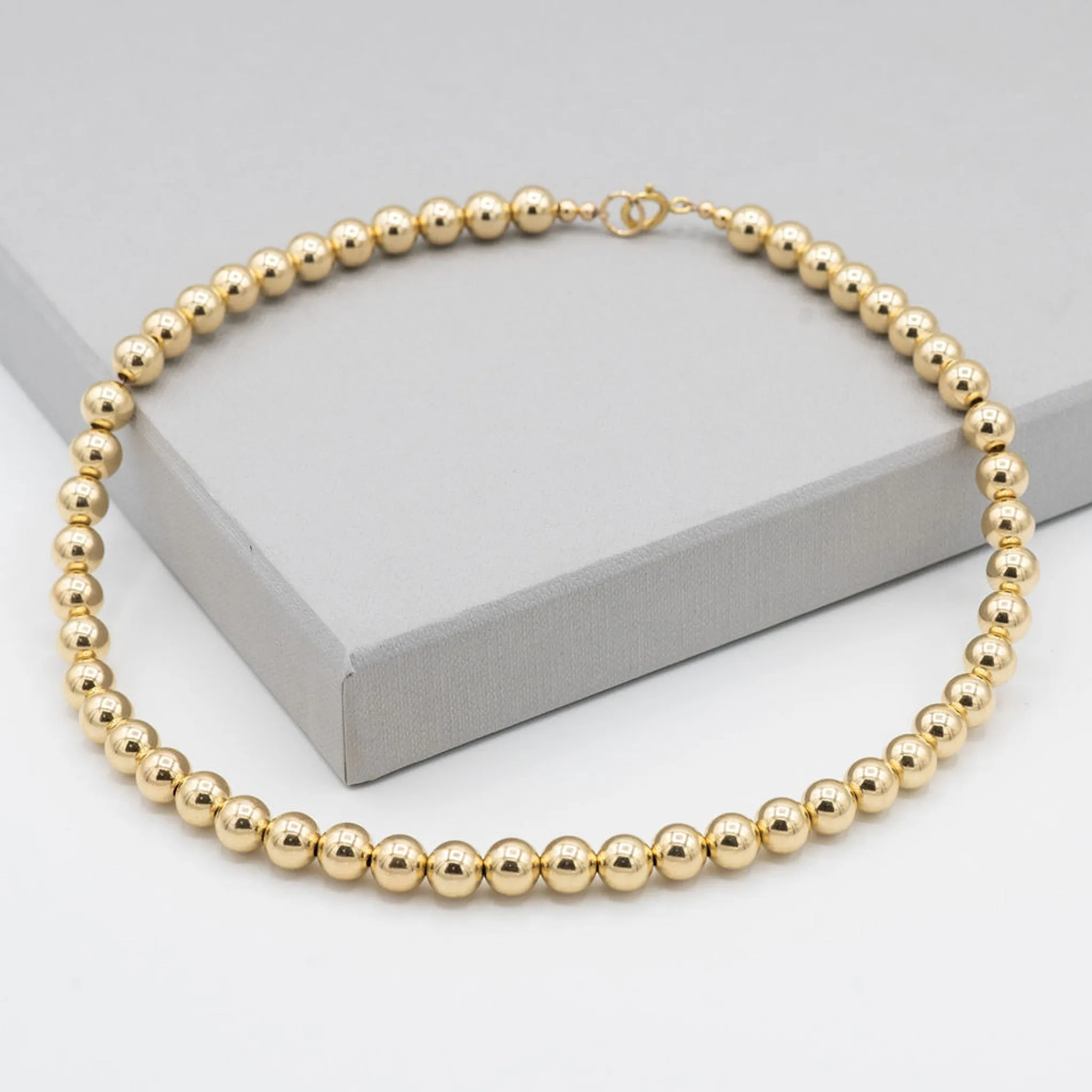 6mm Sterling Silver & 14k Gold Filled Beaded Necklace Layering Set