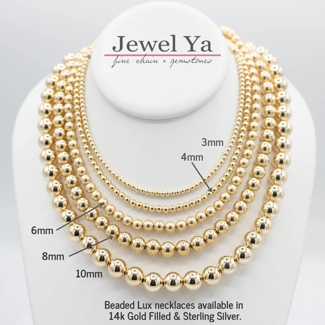 6mm Sterling Silver & 14k Gold Filled Beaded Necklace Layering Set