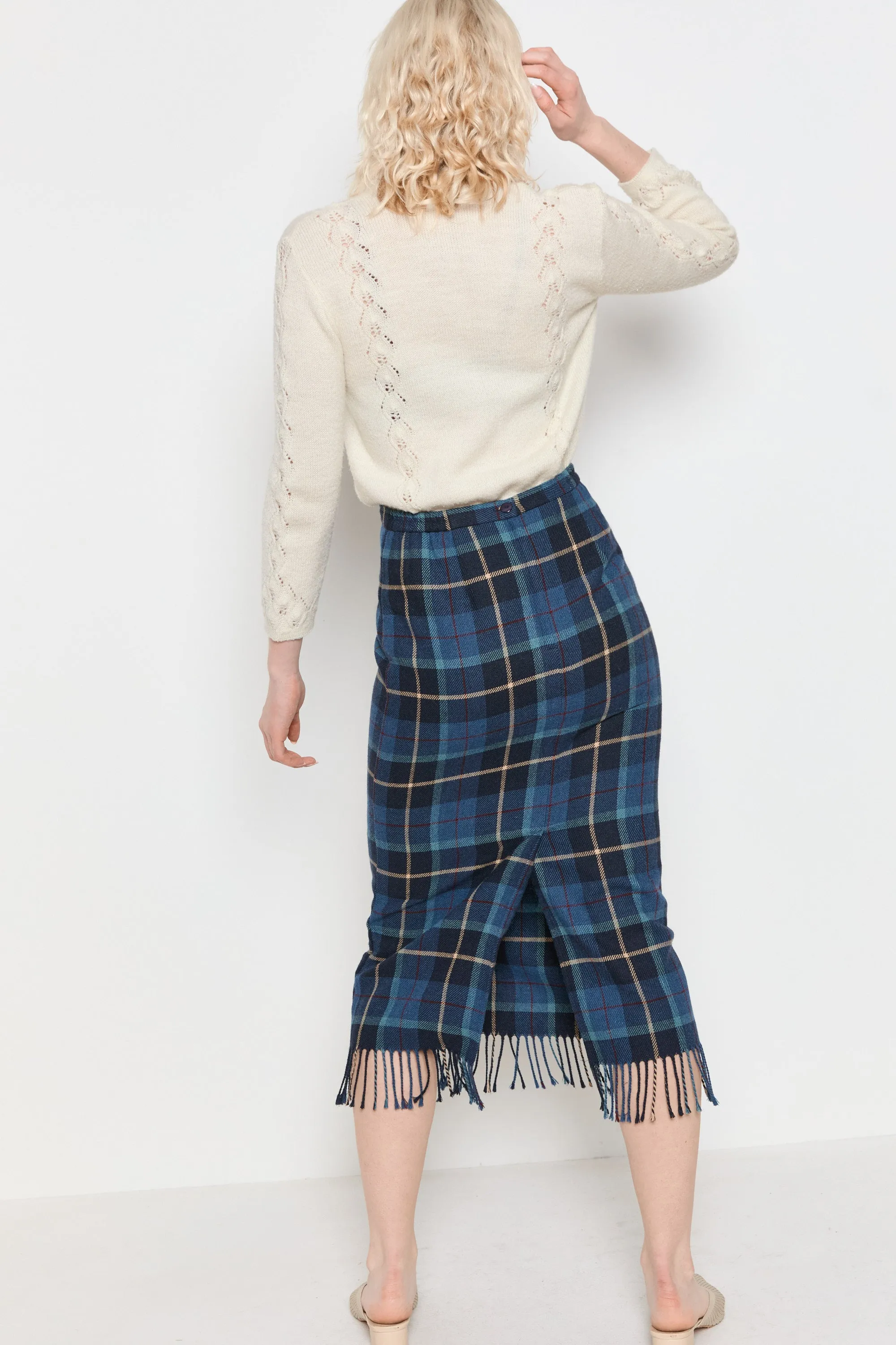 70s Snow Pointelle Cardigan M