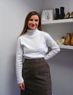 90s White Microrib Layering Turtleneck - M/L