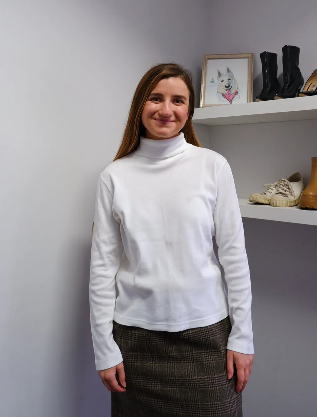 90s White Microrib Layering Turtleneck - M/L