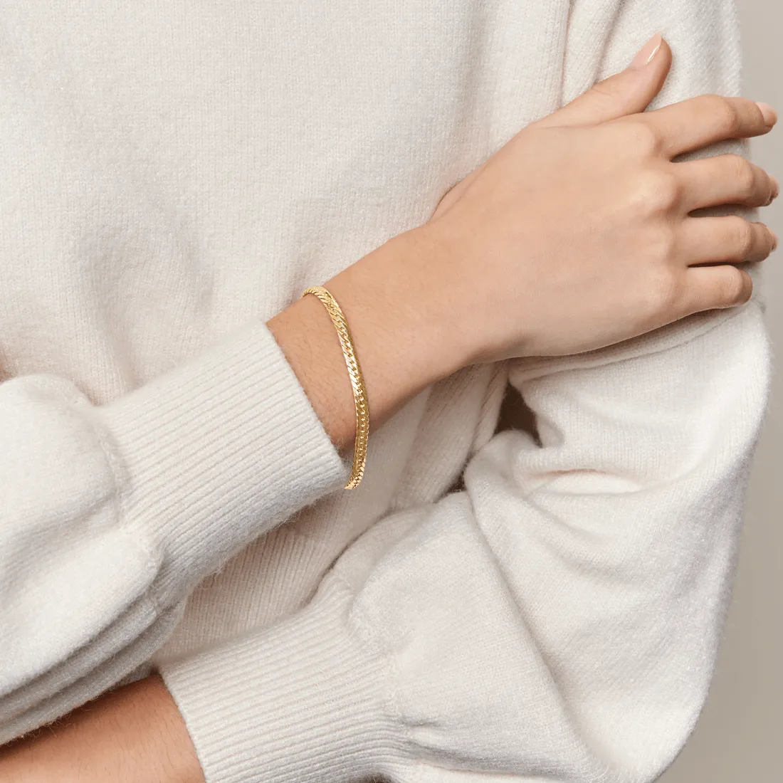 9ct Yellow Gold Silver Infused Herringbone Bracelet