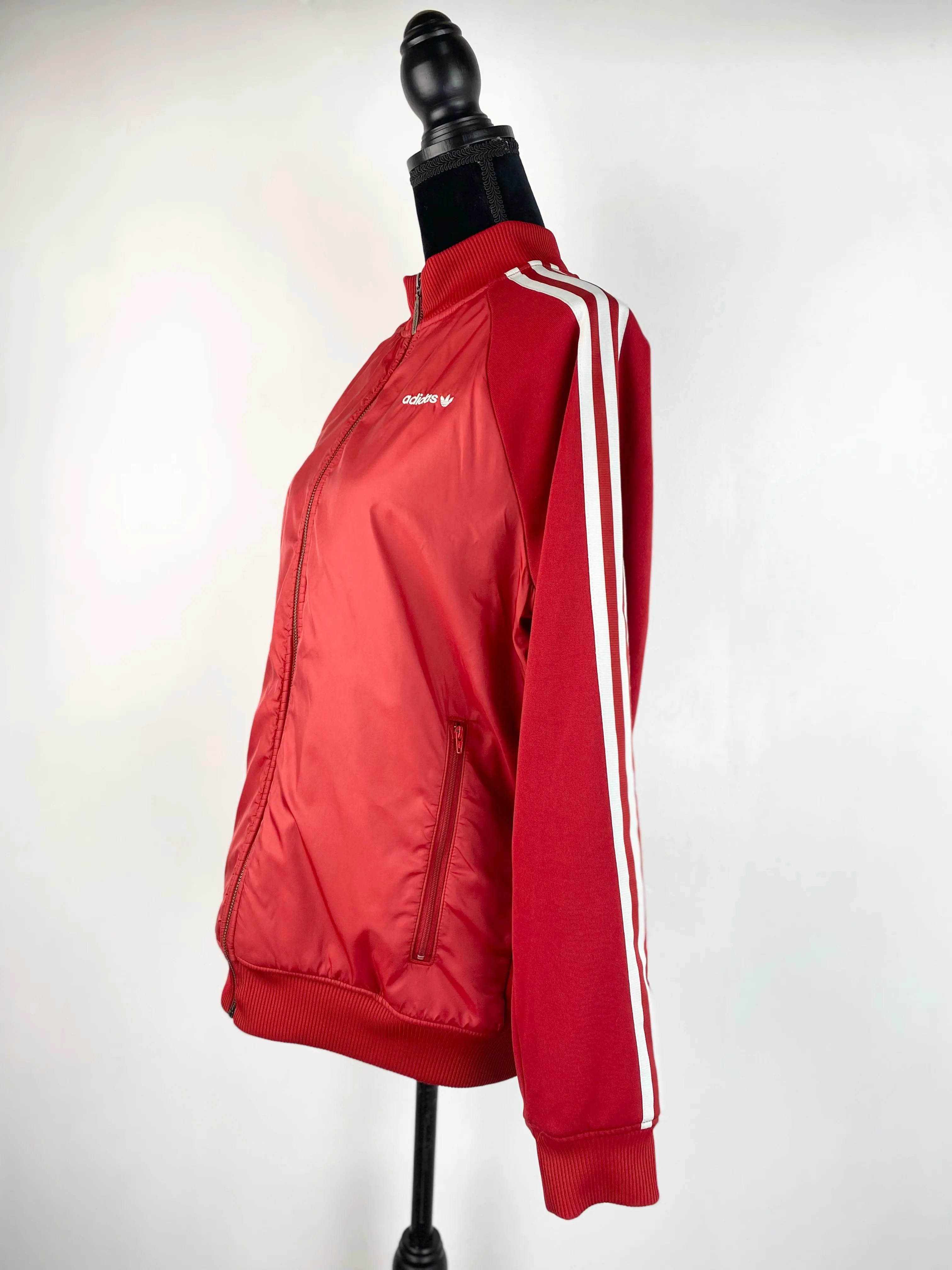 Adidas Red Satin Sheen Track Jacket - Medium