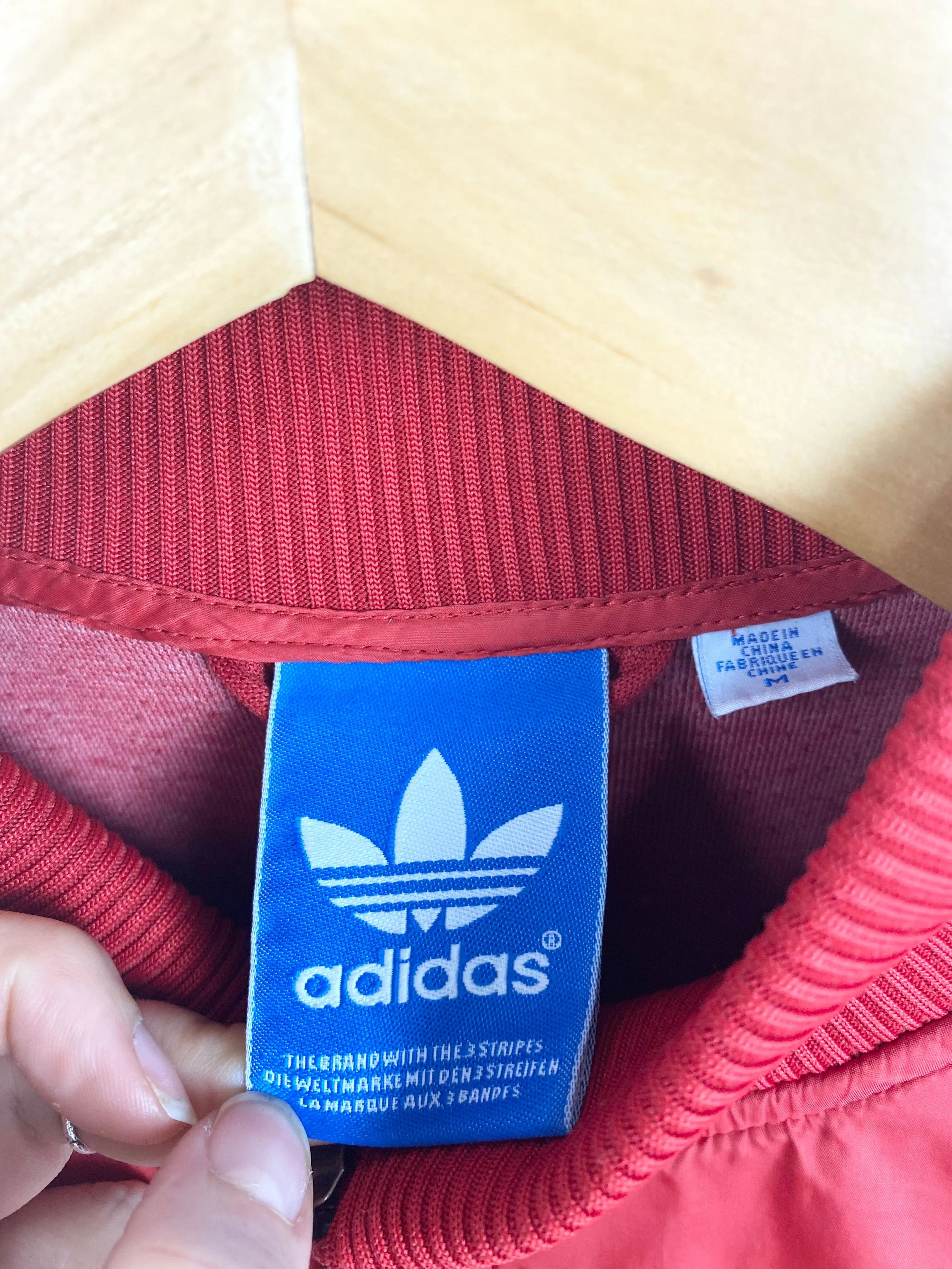 Adidas Red Satin Sheen Track Jacket - Medium