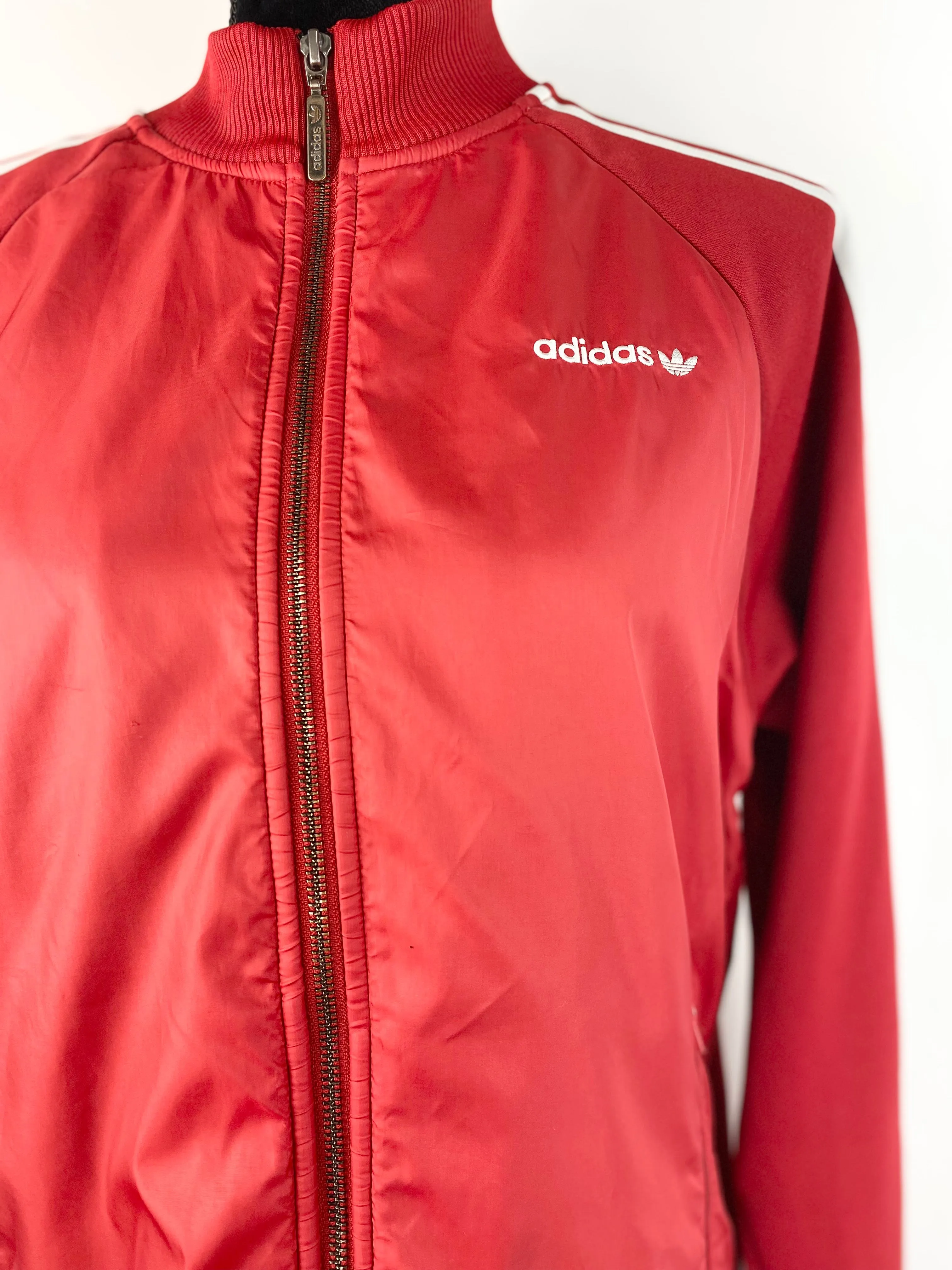 Adidas Red Satin Sheen Track Jacket - Medium