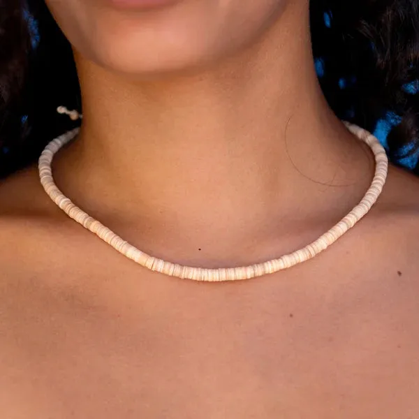 Ahiki Natural Puka Shell Necklace in Beige