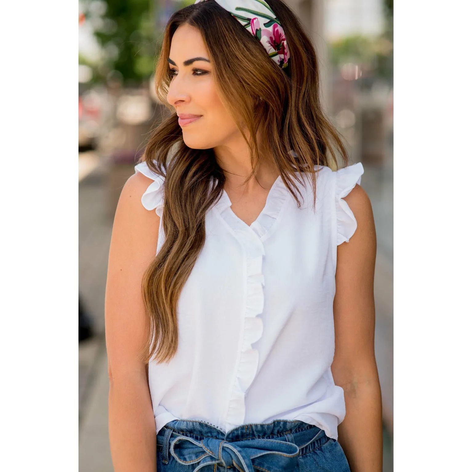All Over Ruffles V-Neck Tank