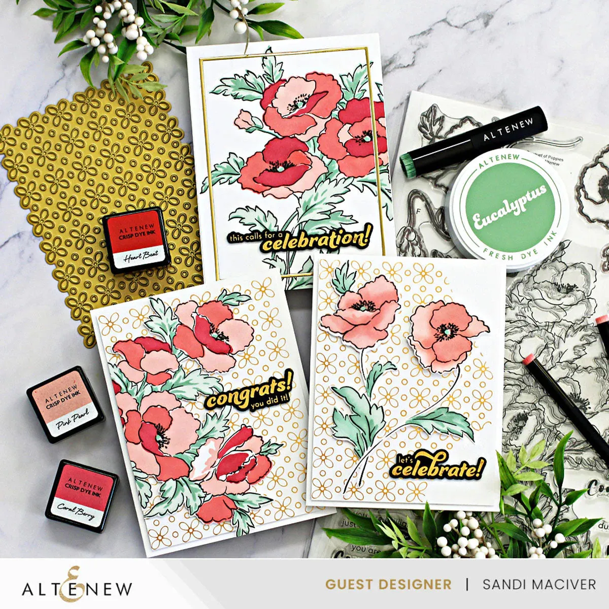 Altenew Bouquet of Poppies Simple Colouring & Layering Stencil Set