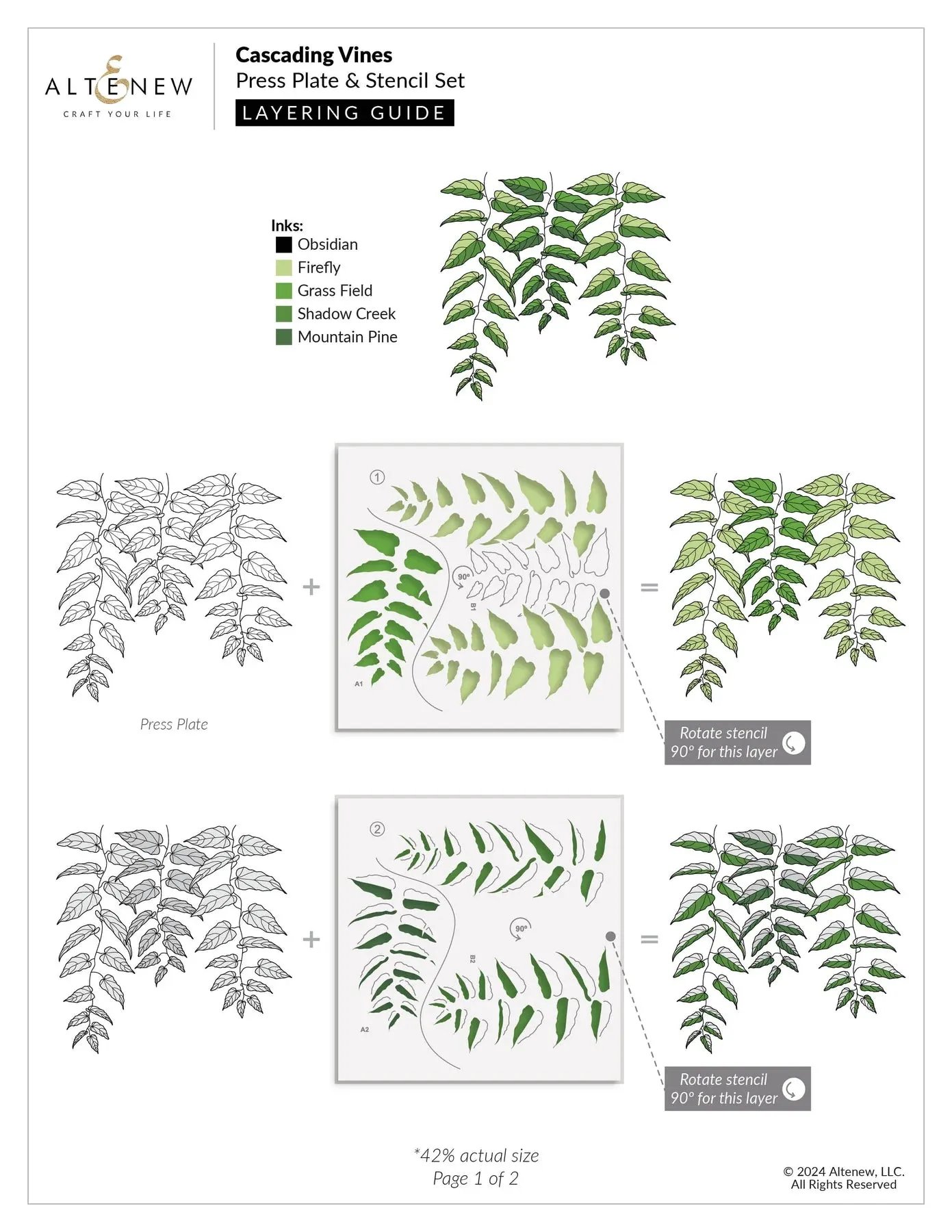 Altenew Cascading Vines Simple Colouring & Layering Stencil Set