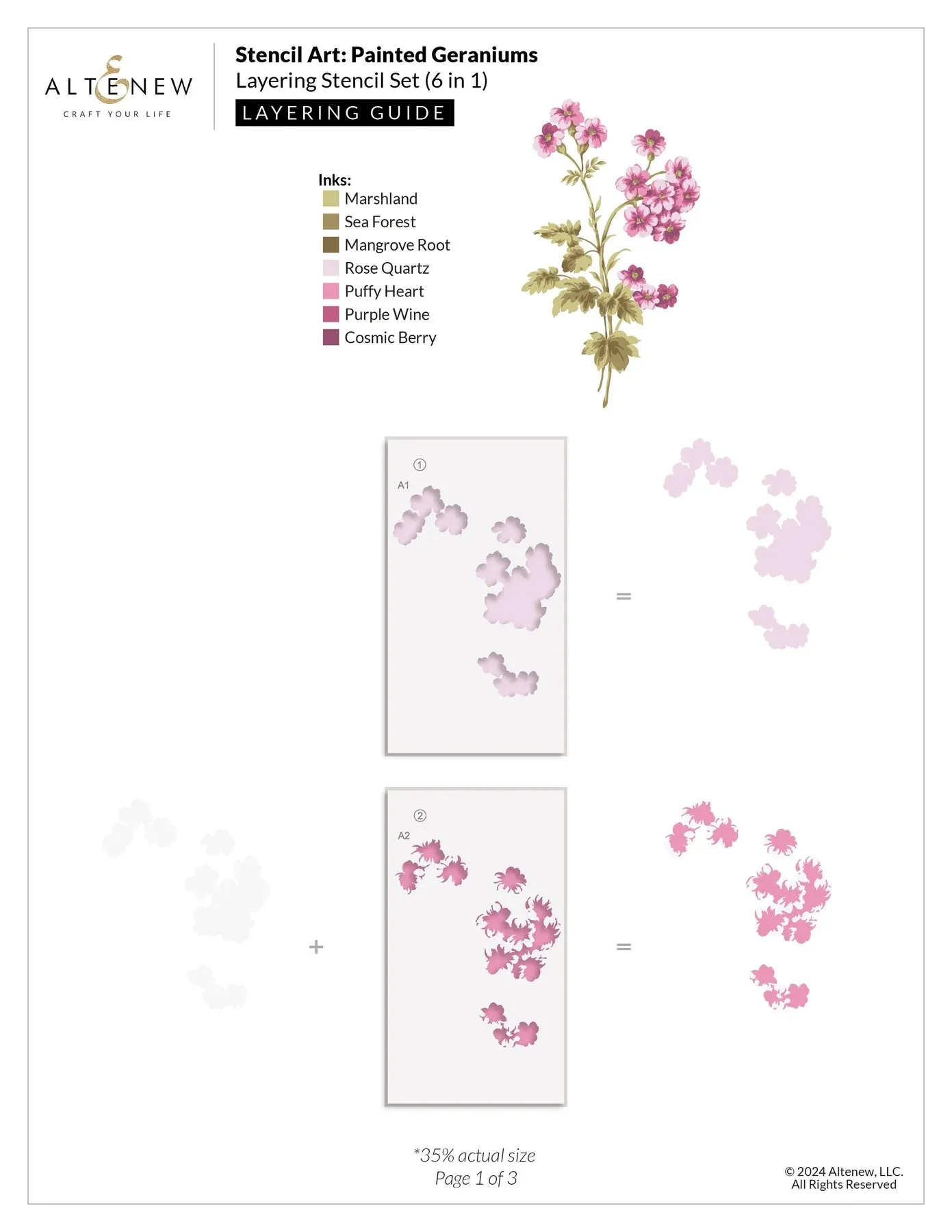 Altenew Stencil Art: Painted Geraniums Layering Stencil Set (6 in 1)