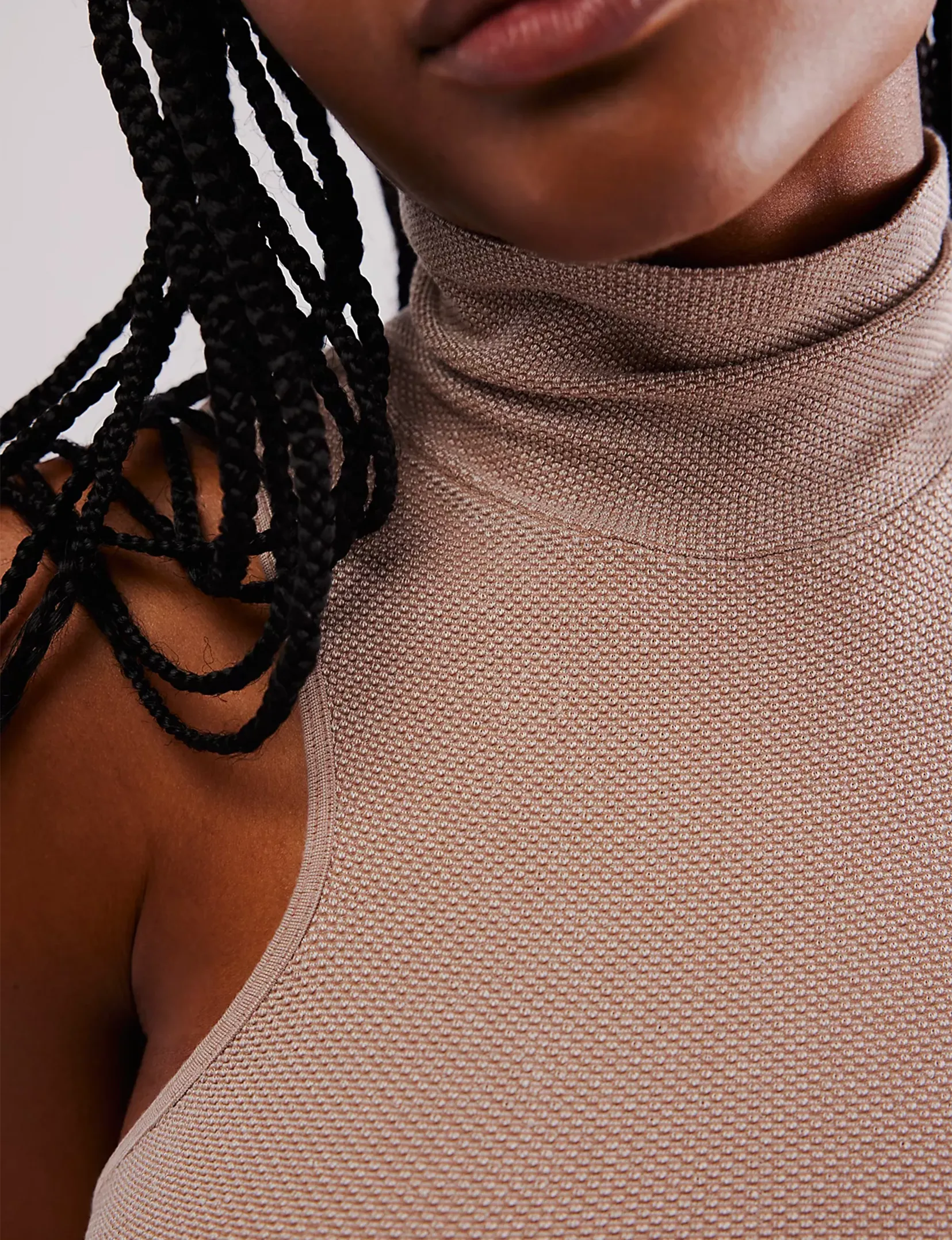 Always Ready Seamless Turtleneck, Mocha Meringue