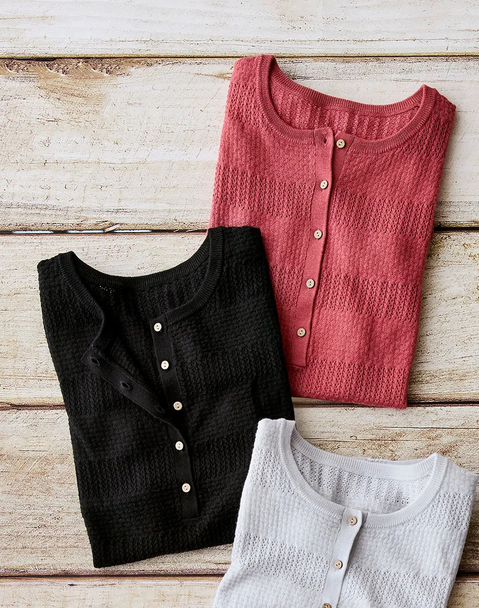 Amara Pointelle Sweater: Black