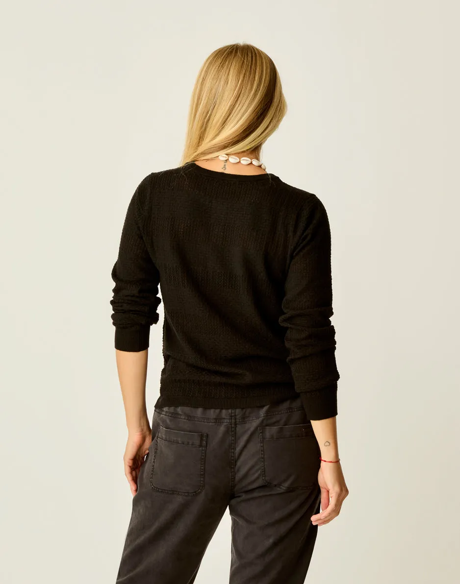 Amara Pointelle Sweater: Black