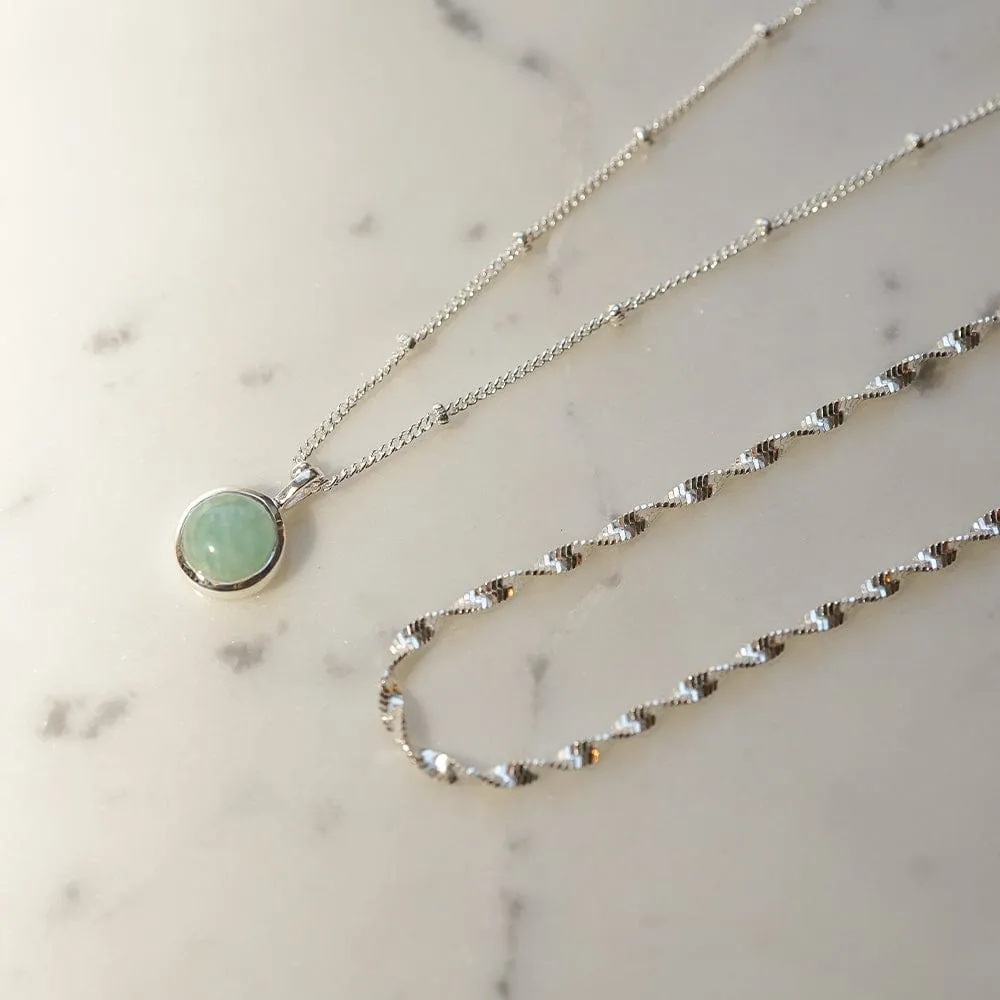 Amazonite Necklace Layering Set Sterling Silver