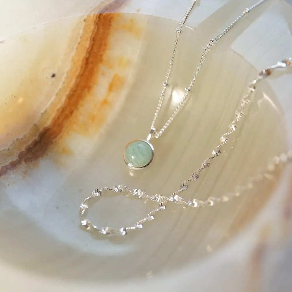Amazonite Necklace Layering Set Sterling Silver