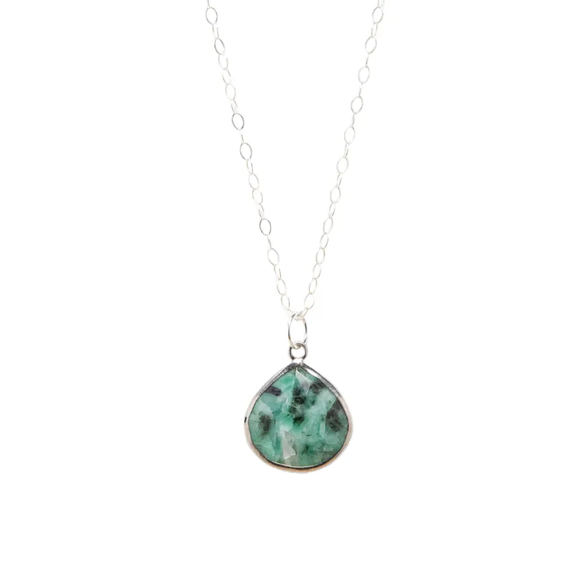 Amazonite Teardrop Necklace in Silver
