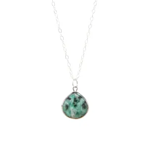 Amazonite Teardrop Necklace in Silver