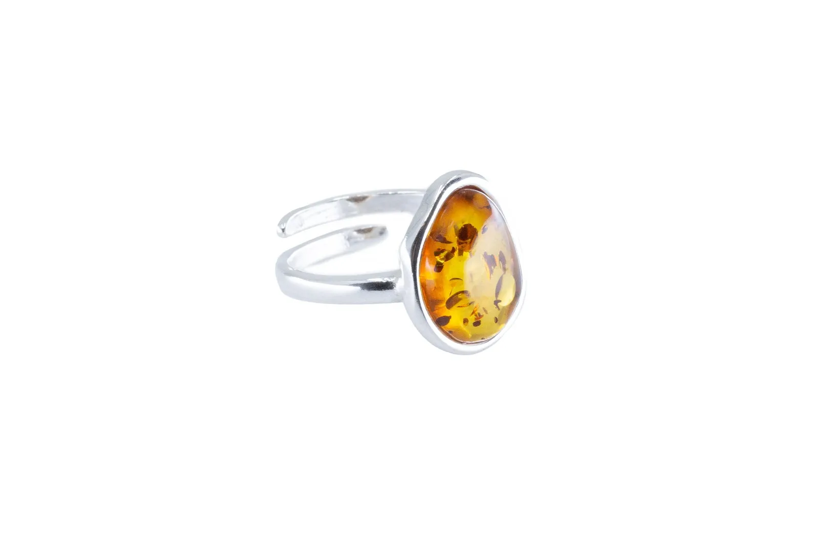 Amber ELEMENT Solitaire Adjustable Ring – Baltic Amber & Sterling Silver