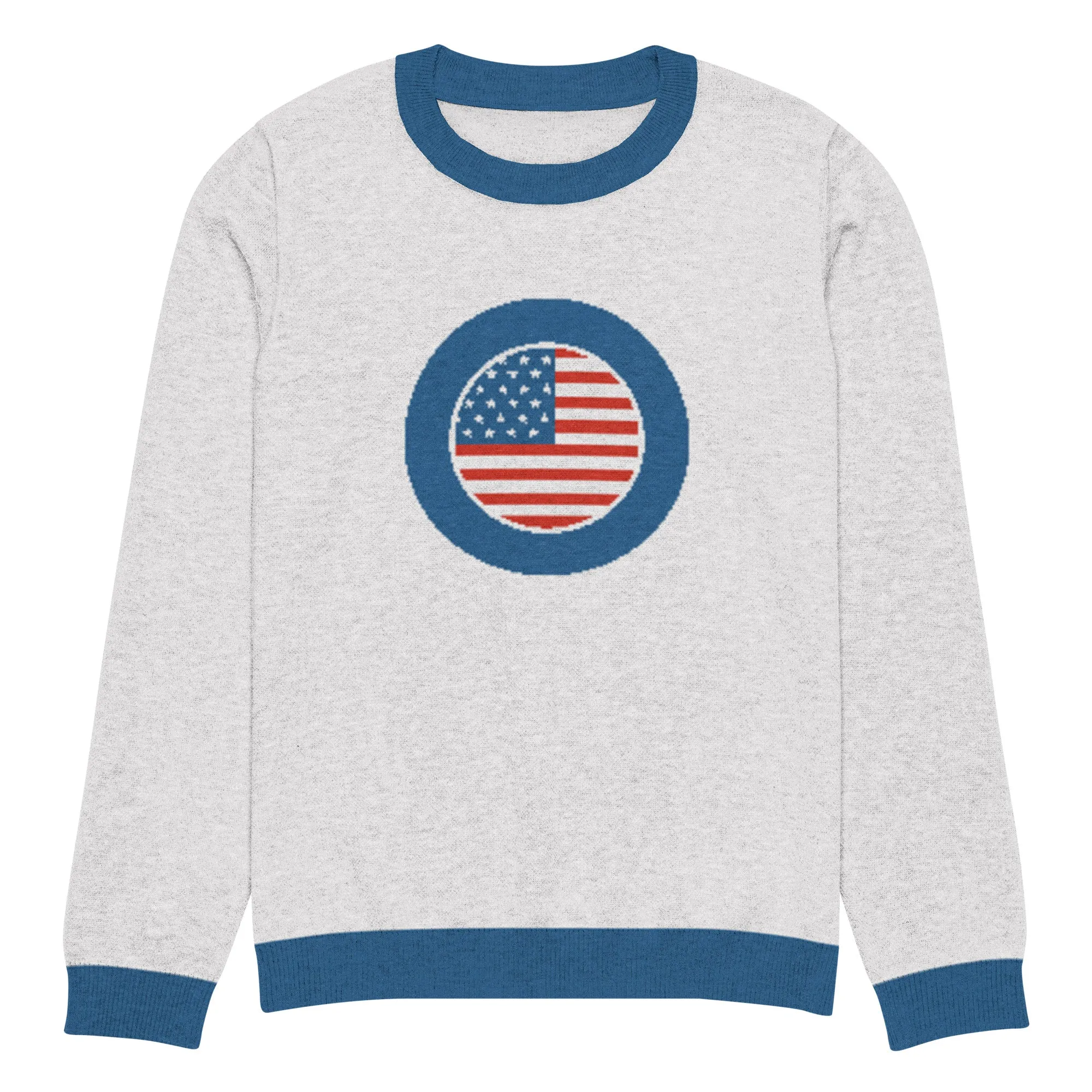 America USA Knitted Crewneck Sweater