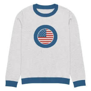 America USA Knitted Crewneck Sweater