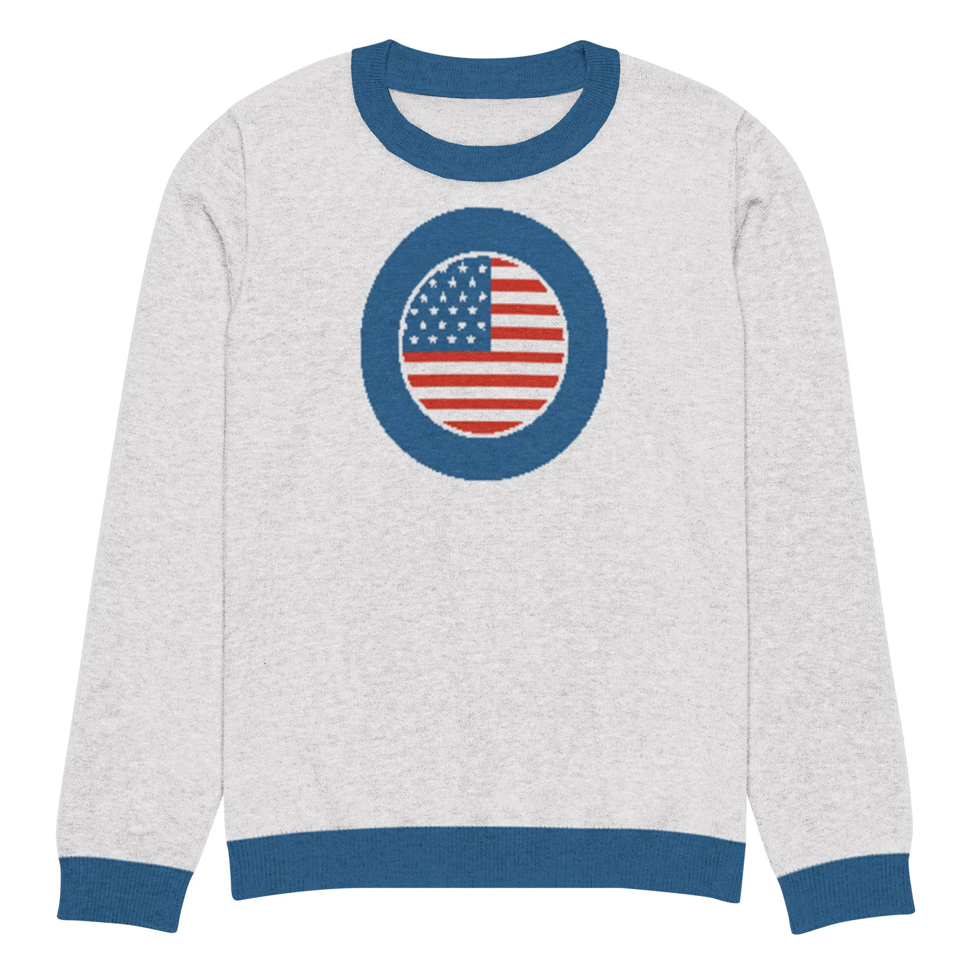 America USA Knitted Crewneck Sweater