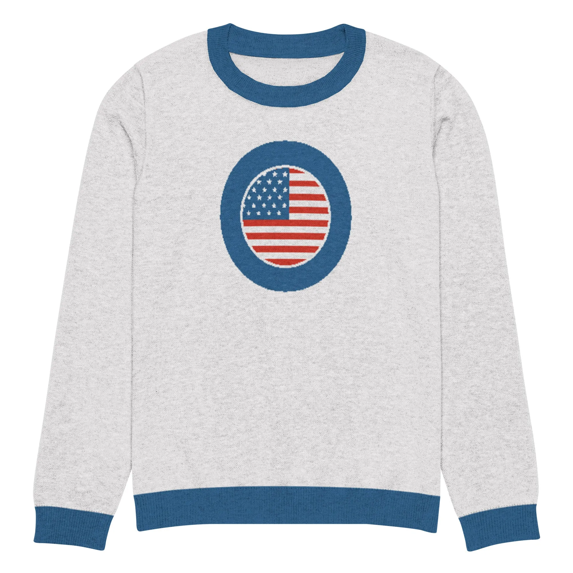 America USA Knitted Crewneck Sweater