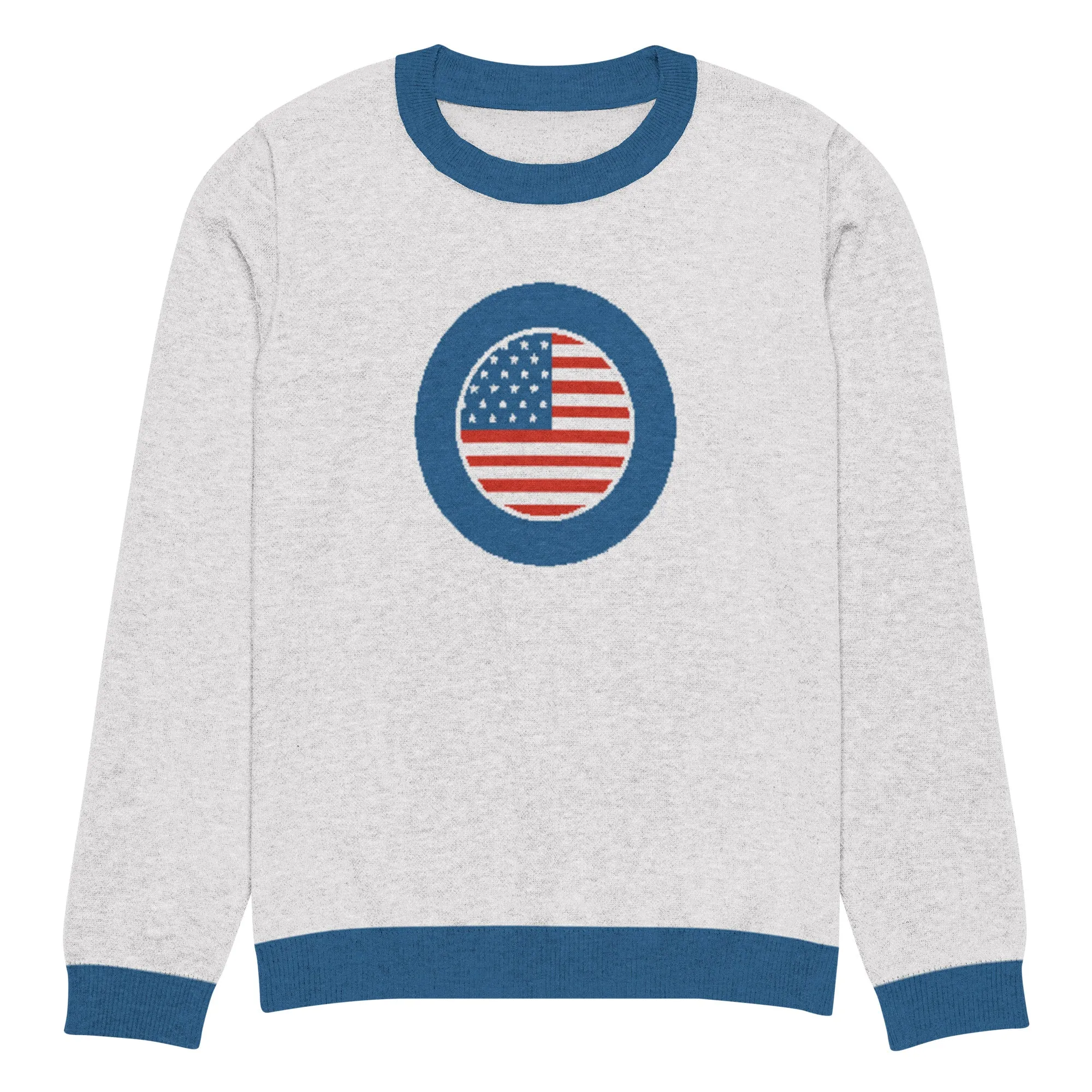 America USA Knitted Crewneck Sweater