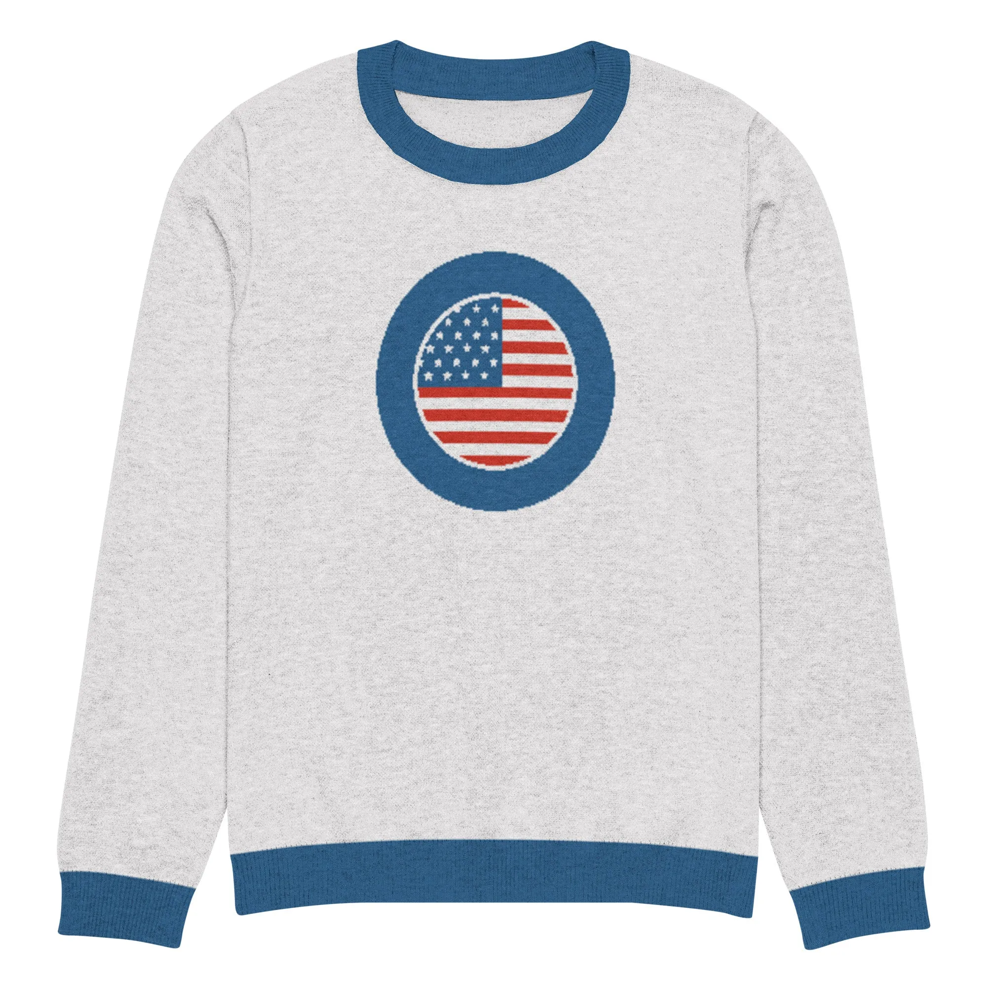 America USA Knitted Crewneck Sweater
