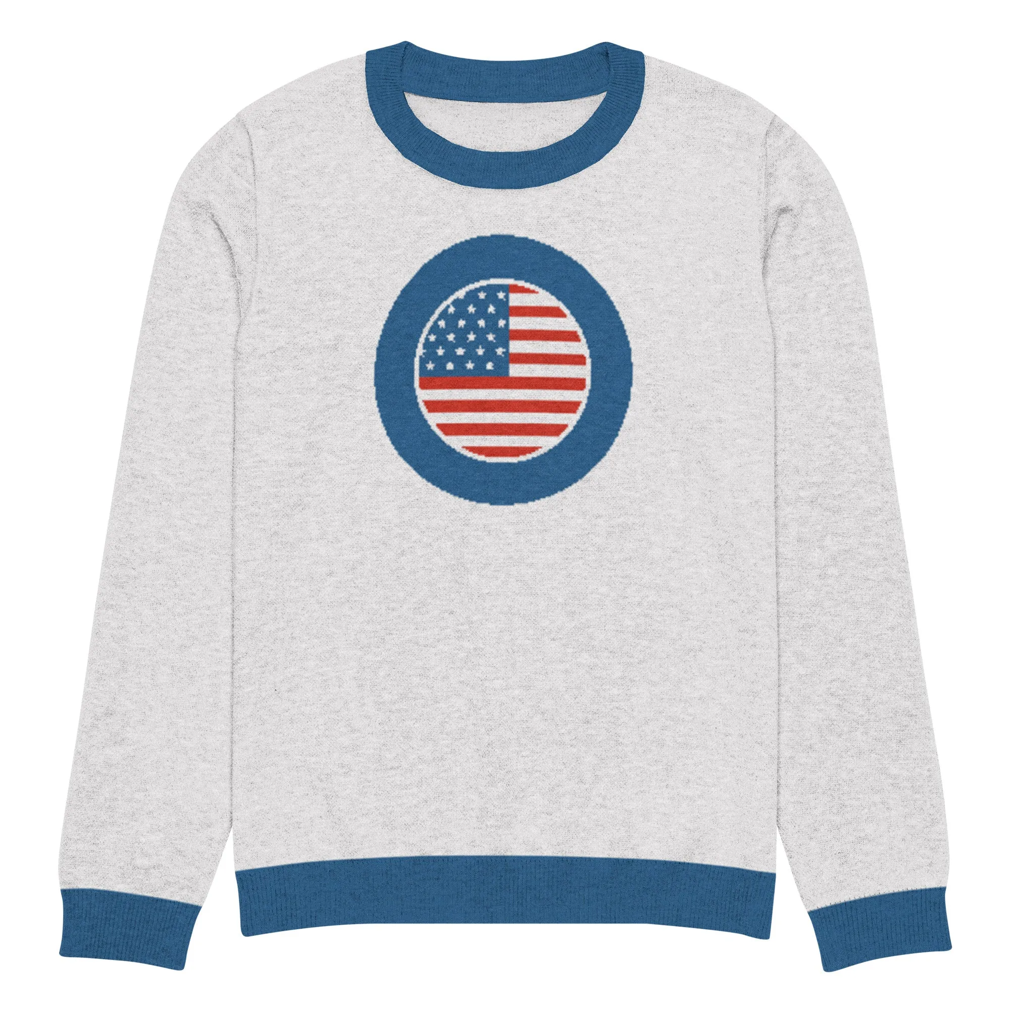 America USA Knitted Crewneck Sweater
