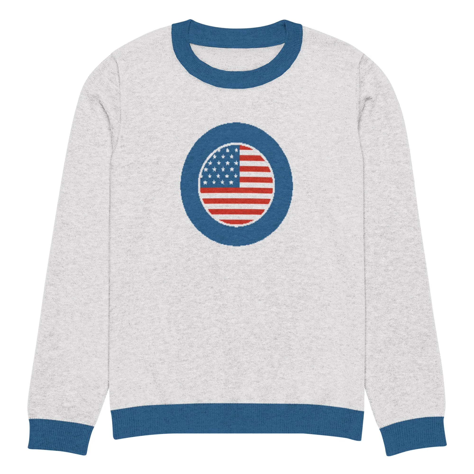 America USA Knitted Crewneck Sweater