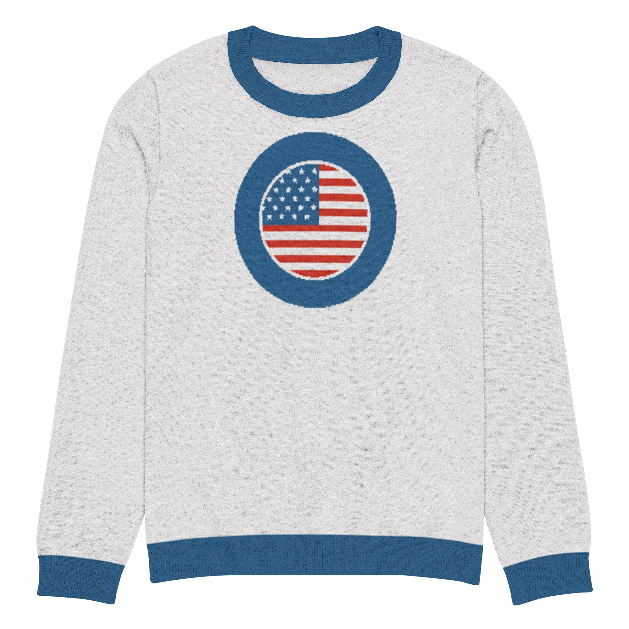 America USA Knitted Crewneck Sweater