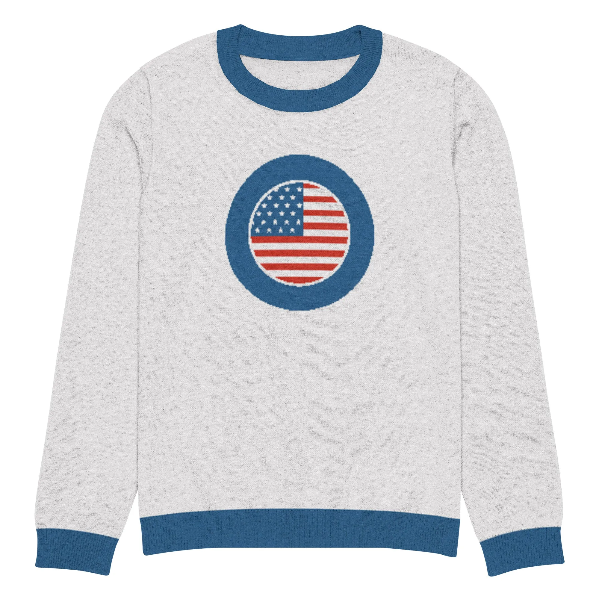 America USA Knitted Crewneck Sweater