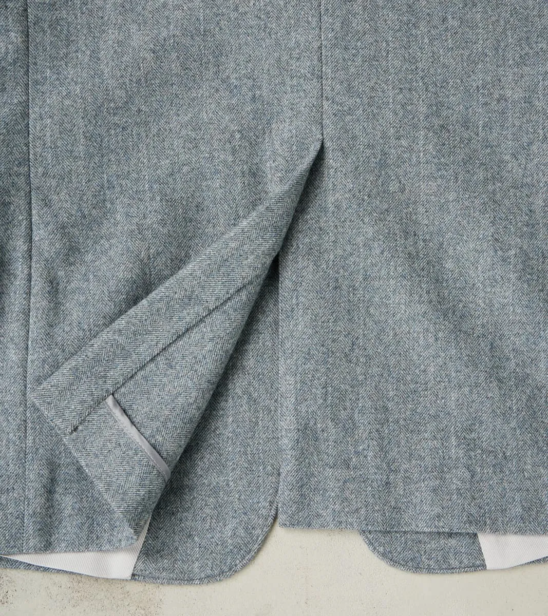 American Sack Jacket - Fox Brothers® Grey Chalk Stripe Herringbone Worsted Flannel