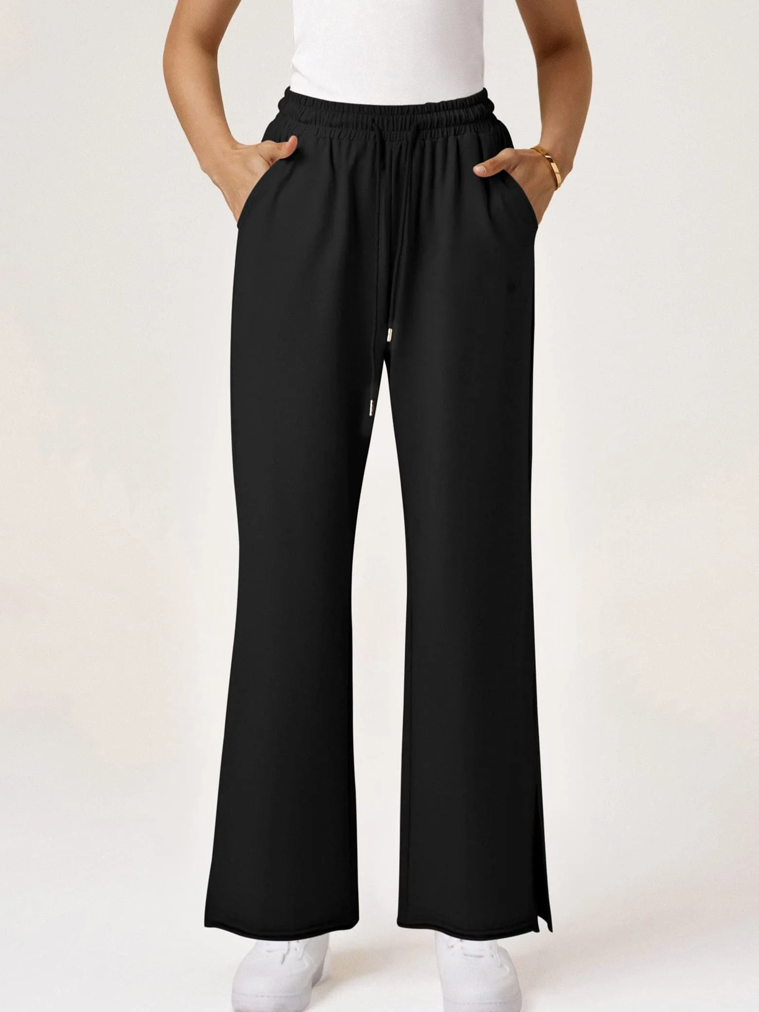 Amoretu High Waist Insert Pocket Embroidery Pants