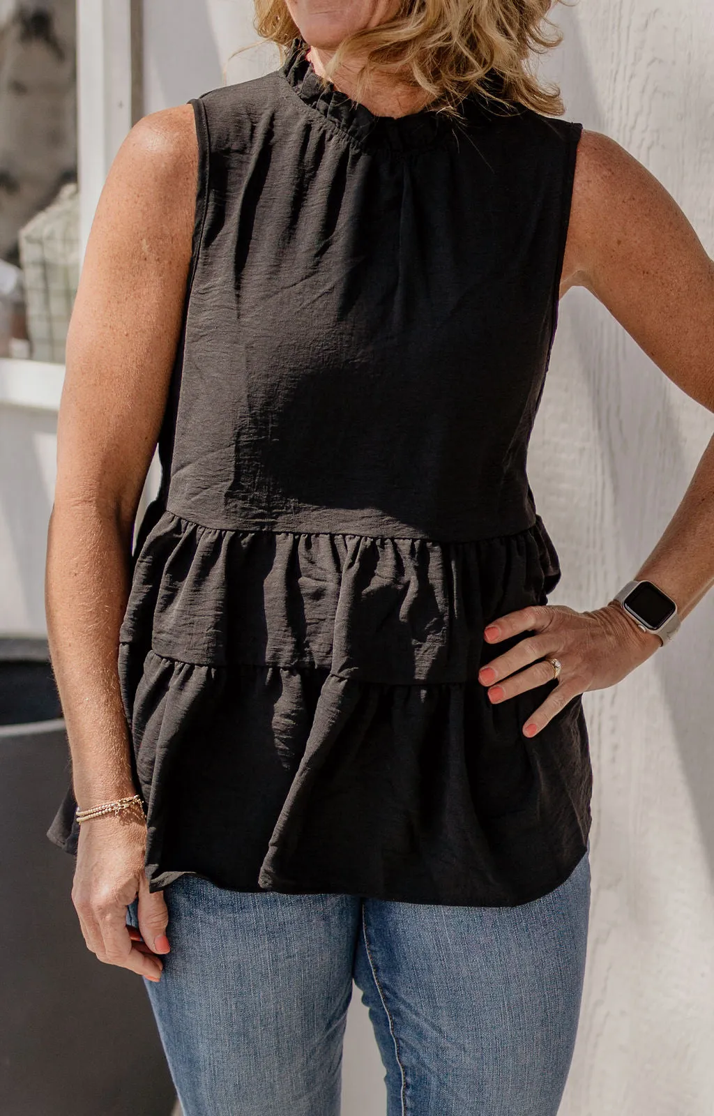 ANGIE CURVY/REG RUFFLE HIGH NECK MULTIPLE COLORS