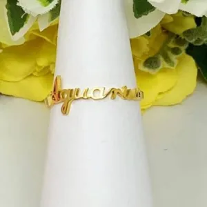 Aquarius Zodiac Scripted Stacking Layering Ring
