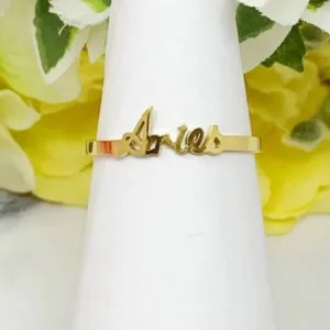 Aries Zodiac Scripted Stacking Layering Ring
