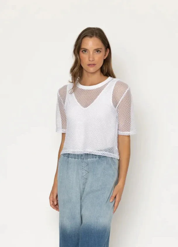 Arrow Mesh Top - White