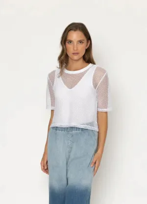Arrow Mesh Top - White