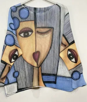 Art Layering Sweater Grey Picasso With Stretch