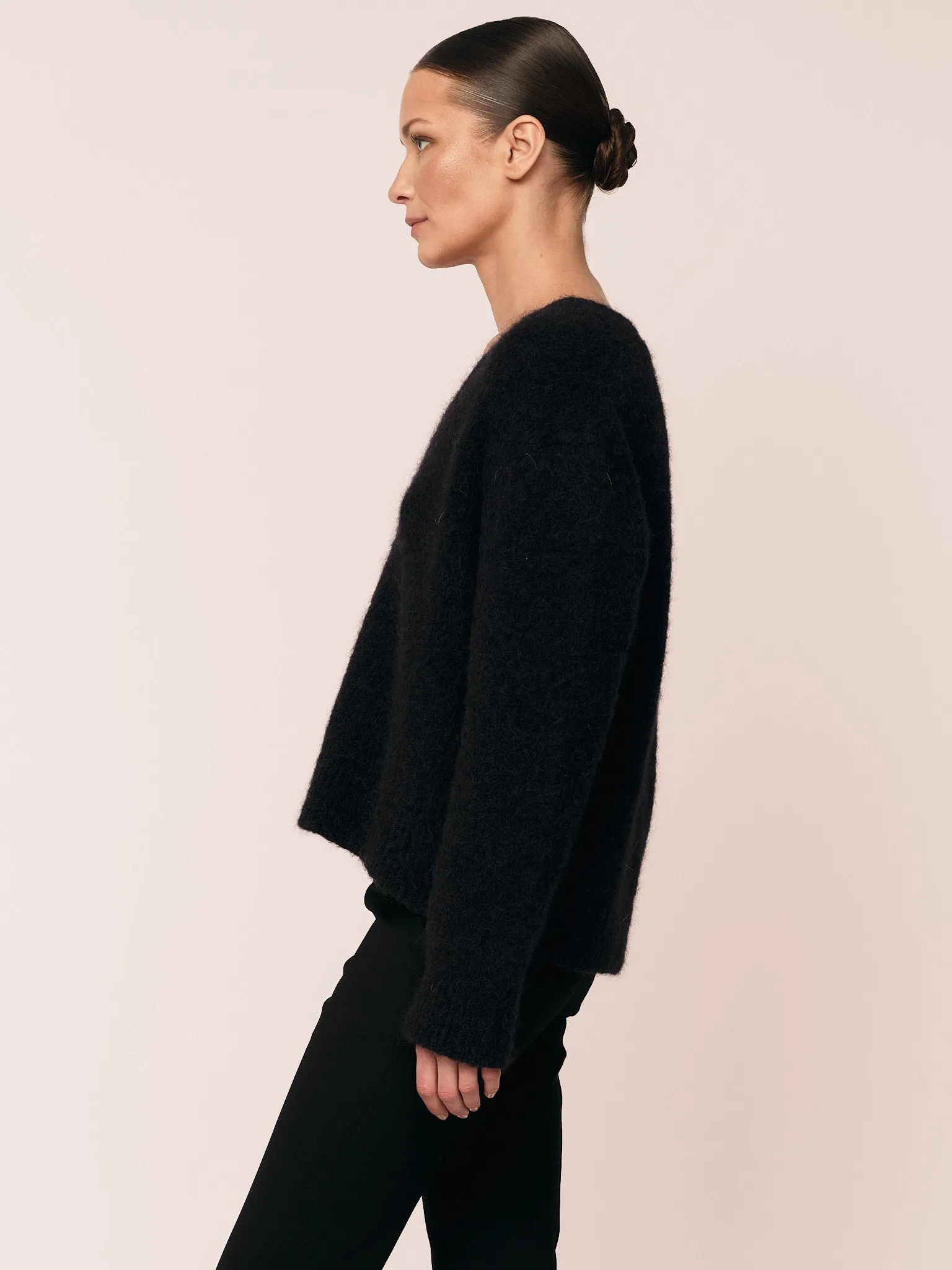 Astrid V Neck Cardigan - Black